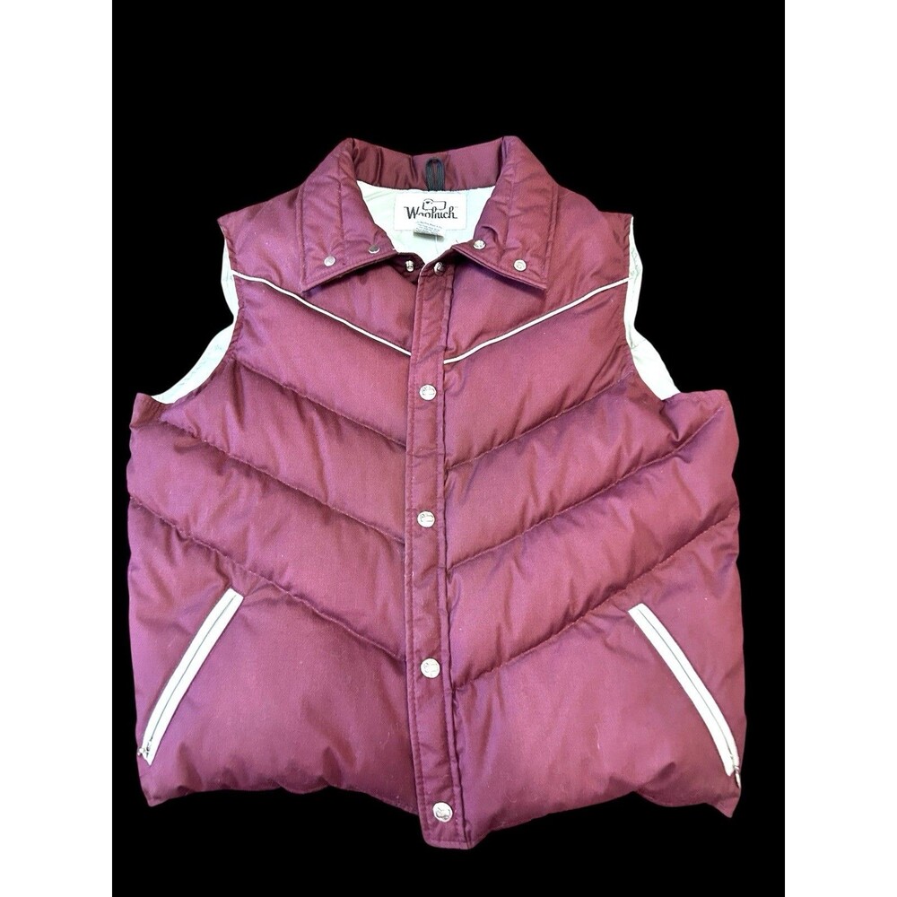 Vtg NWT Men’s Woolrich Goose Down Puffer Vest Size Large Burgundy & Lt Gray